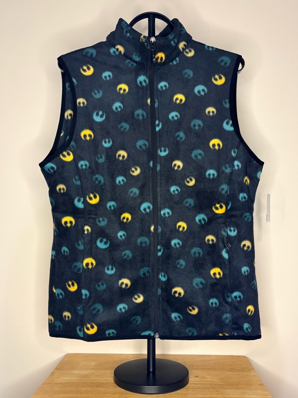Star Wars Black Fleece Vest with Yellow and Teal Rebel Symbols